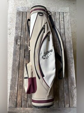 Callaway Khaki and Cream and Maroon Men’s Golf Carry Bag with Shoulder Strap